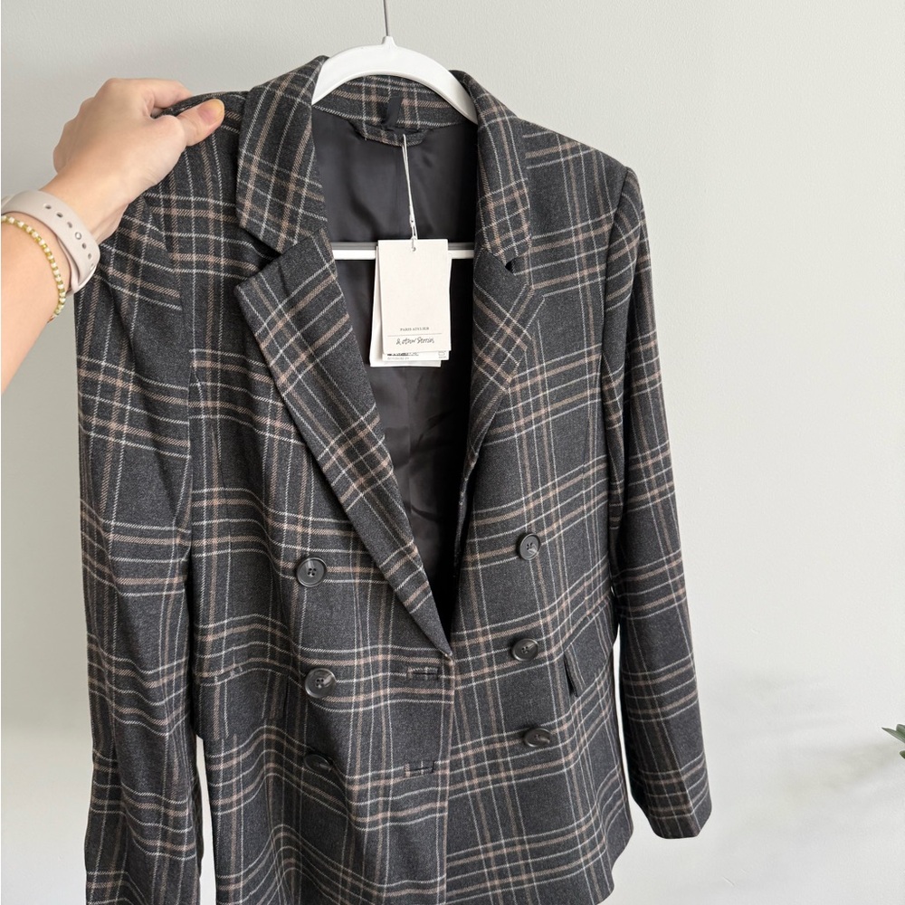 &other stories Plaid Double-Breasted Blazer